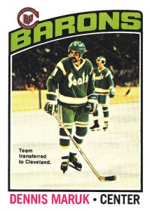 dennis maruk rookie card dennis maruk rookie hockey card 1976-77 o-pee-chee cleveland barons